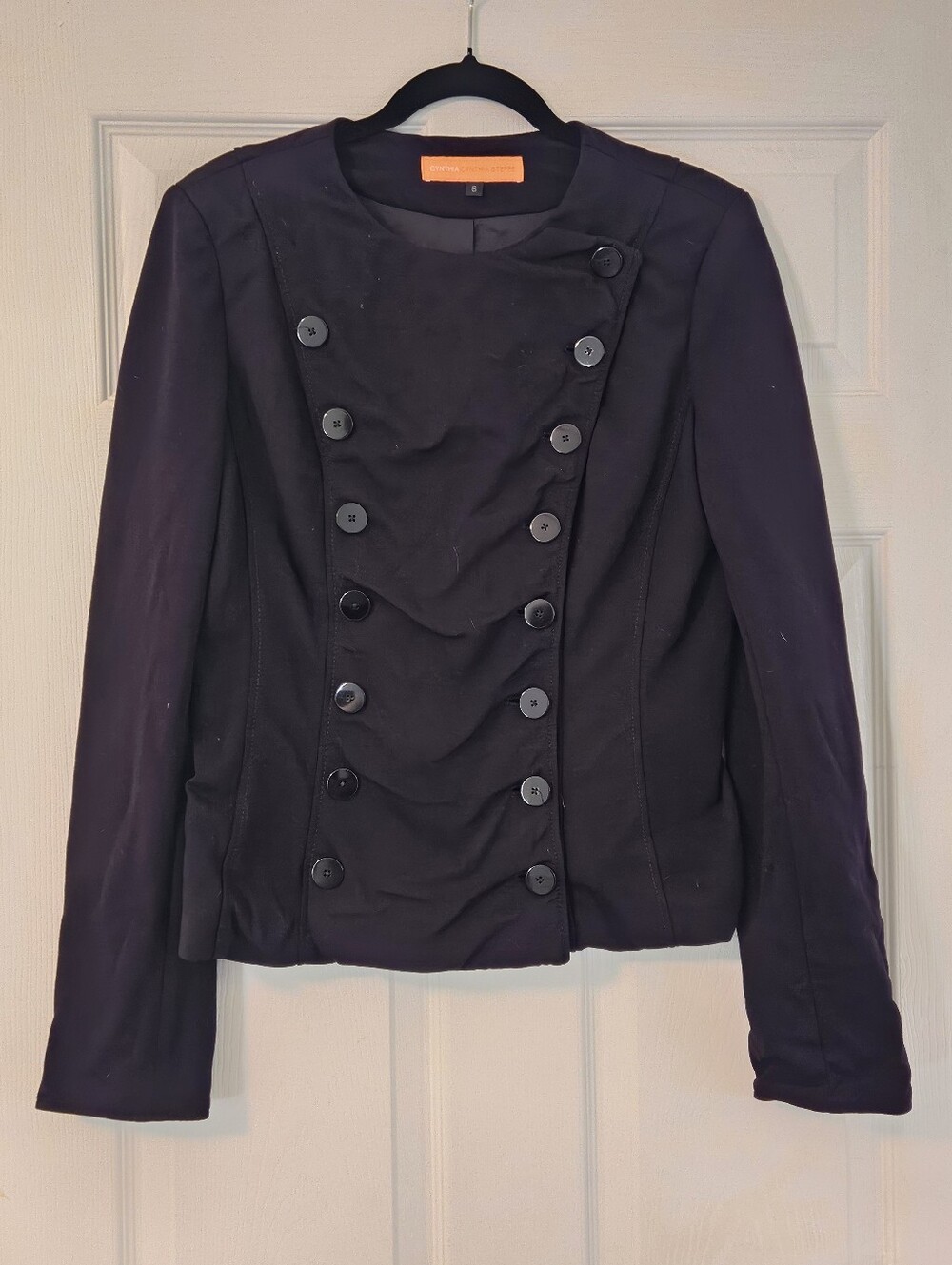 Cynthia Steffe 6 Black Y2k Steampunk Military Napolleon Double Breasted Jacket